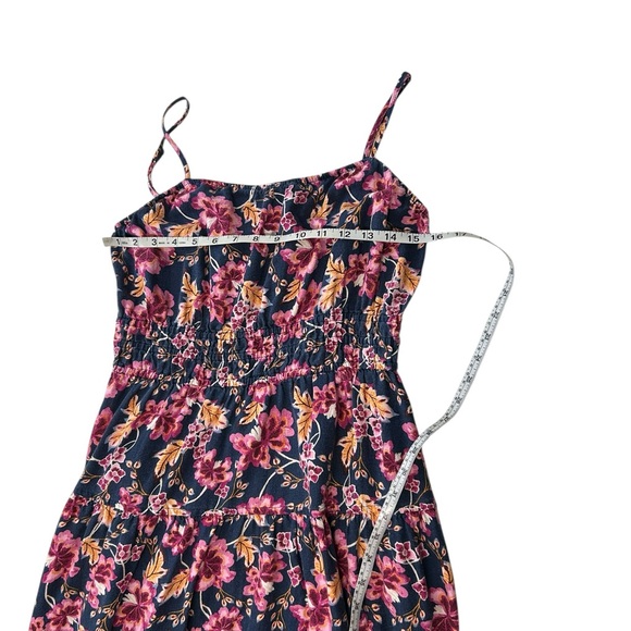 Old Navy Floral Linen Blend Midi Dress - Pink and Blue - Picture 9 of 10